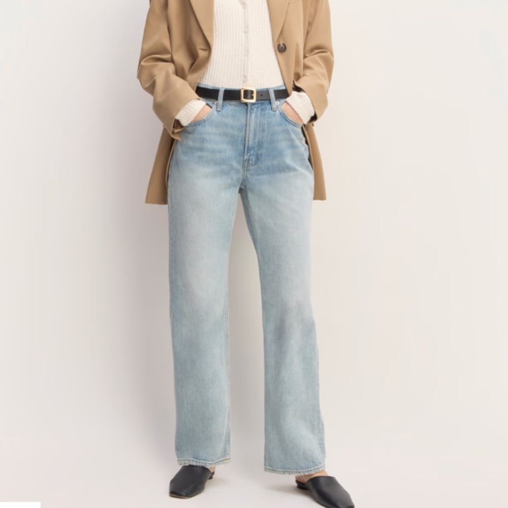 Everlane Blue Straight Leg Jeans High Waisted